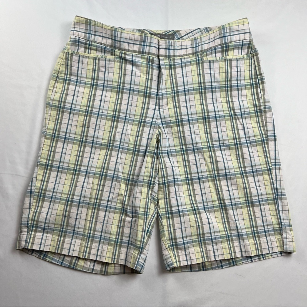 Dockers - Women’s Shorts - Size 8 - Green, White, Yellow - Plaid - Ideal Fit